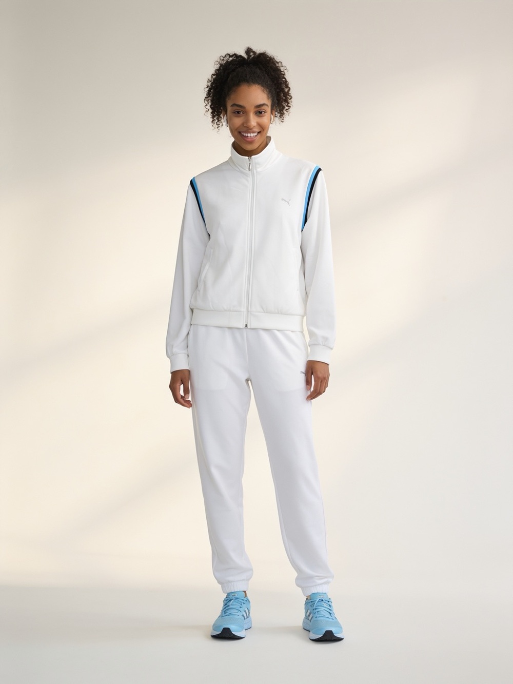 Puma Women’s Track Jacket + T-Shirt Set | White/Blue/Black | Medium - Picture 11 of 13